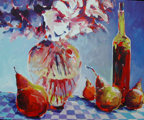 Still Life with Wine & Pears