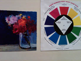 A Finished Bright Painting Next to my Color Wheel