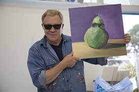 Bob Showing his "Pearsonality" in a recent Mendocino Workshop - photo and painting by Stephanie Lam
