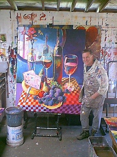 Bob with painting in progress