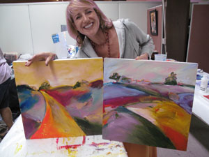 Stephanie Showing Off her Landscapes