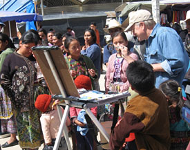 Bob Painting with Crowd